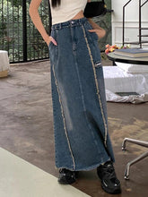 Vintage Raw Edge Splice Slit A Line Maxi Skirt